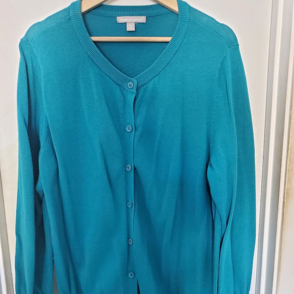 Woman Within Long Sleeve Button Up Cardigan Women's Size L (18/20)